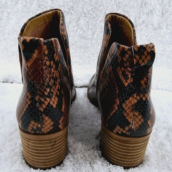 FRANCO SARTO Roar Cognac and Brown Embossed Snakeskin Bootie Sz 5.5 New No Box - Picture 3 of 10
